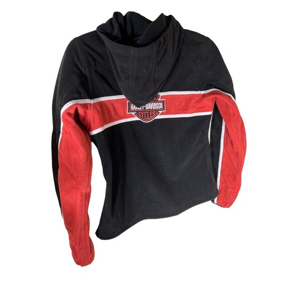 Harley-Davidson Womens Hooded Fleece Jacket Black/Red Zippered Pockets Size M Po - Picture 5 of 9